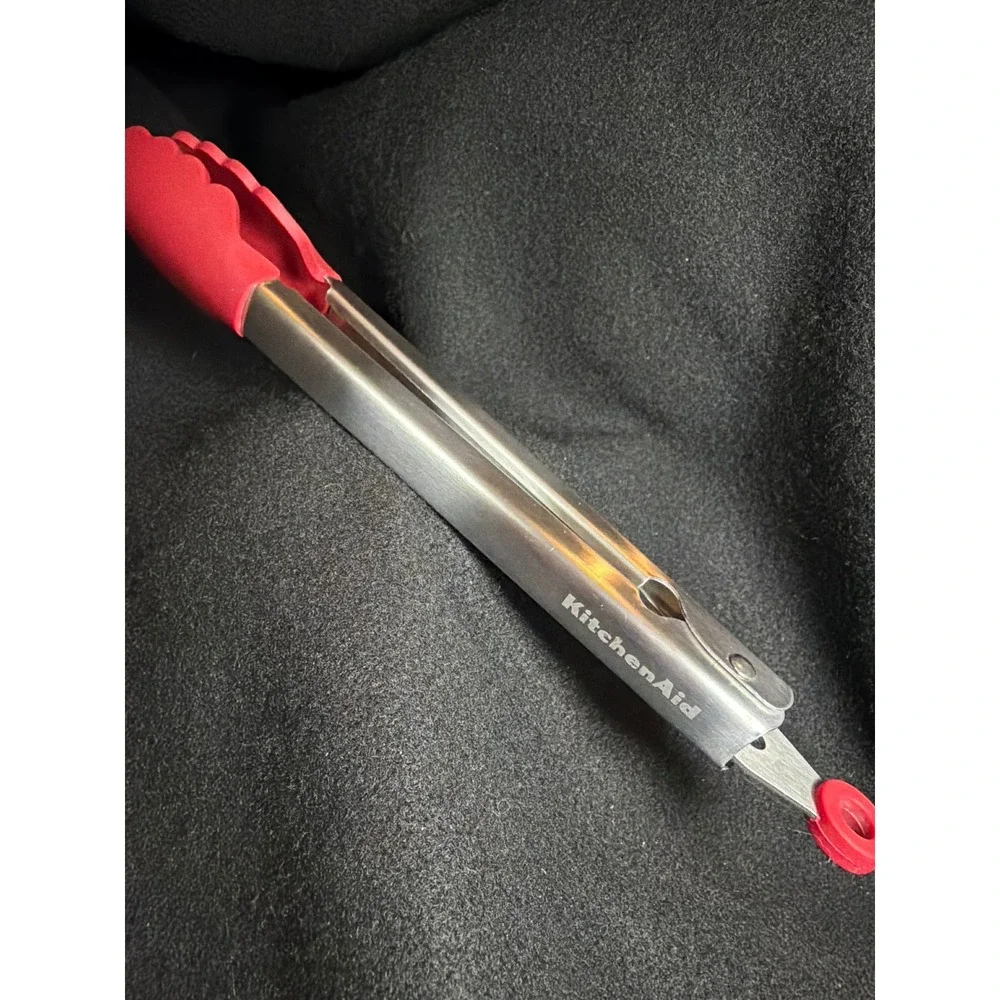 KitchenAid Locking Silicone Tongs Kitchen Tool Red Stainless Steel‎ 10.5 Inch